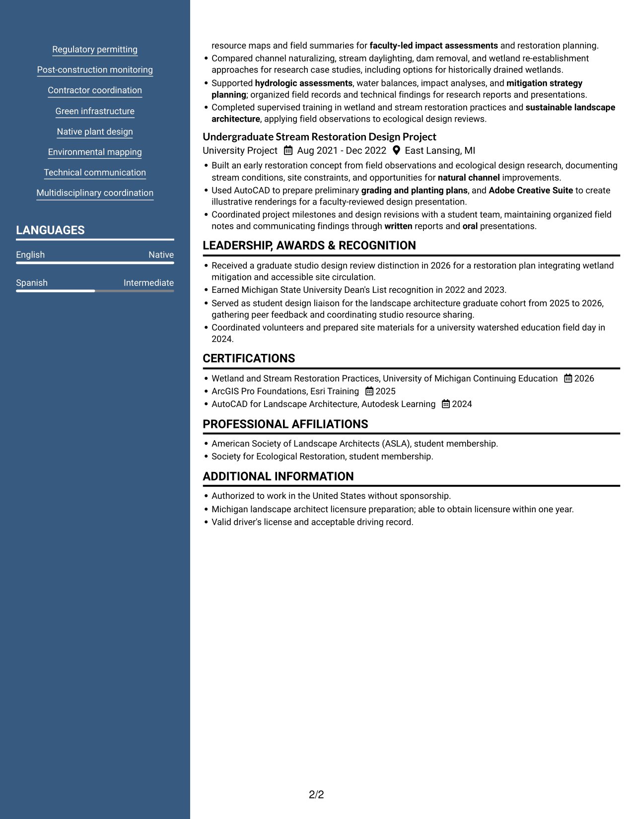 Resume example — page 2