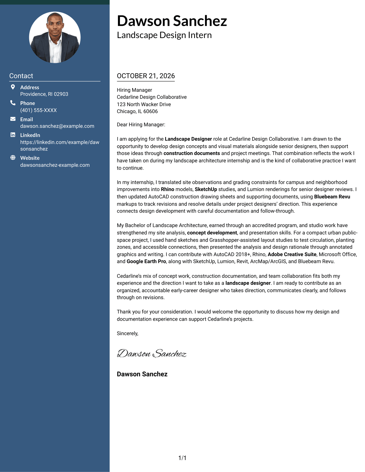 Cover letter example — page 1