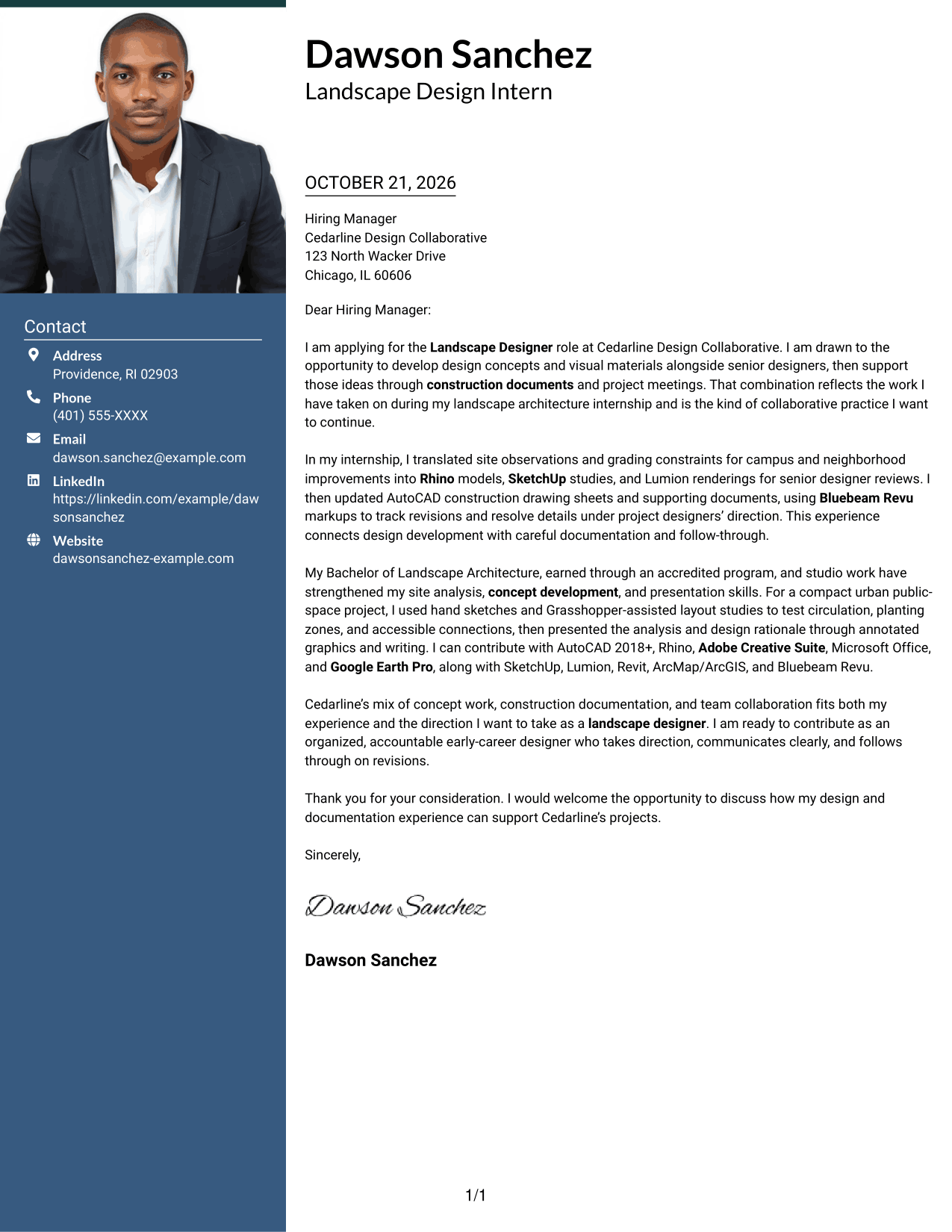 Cover letter example — page 1