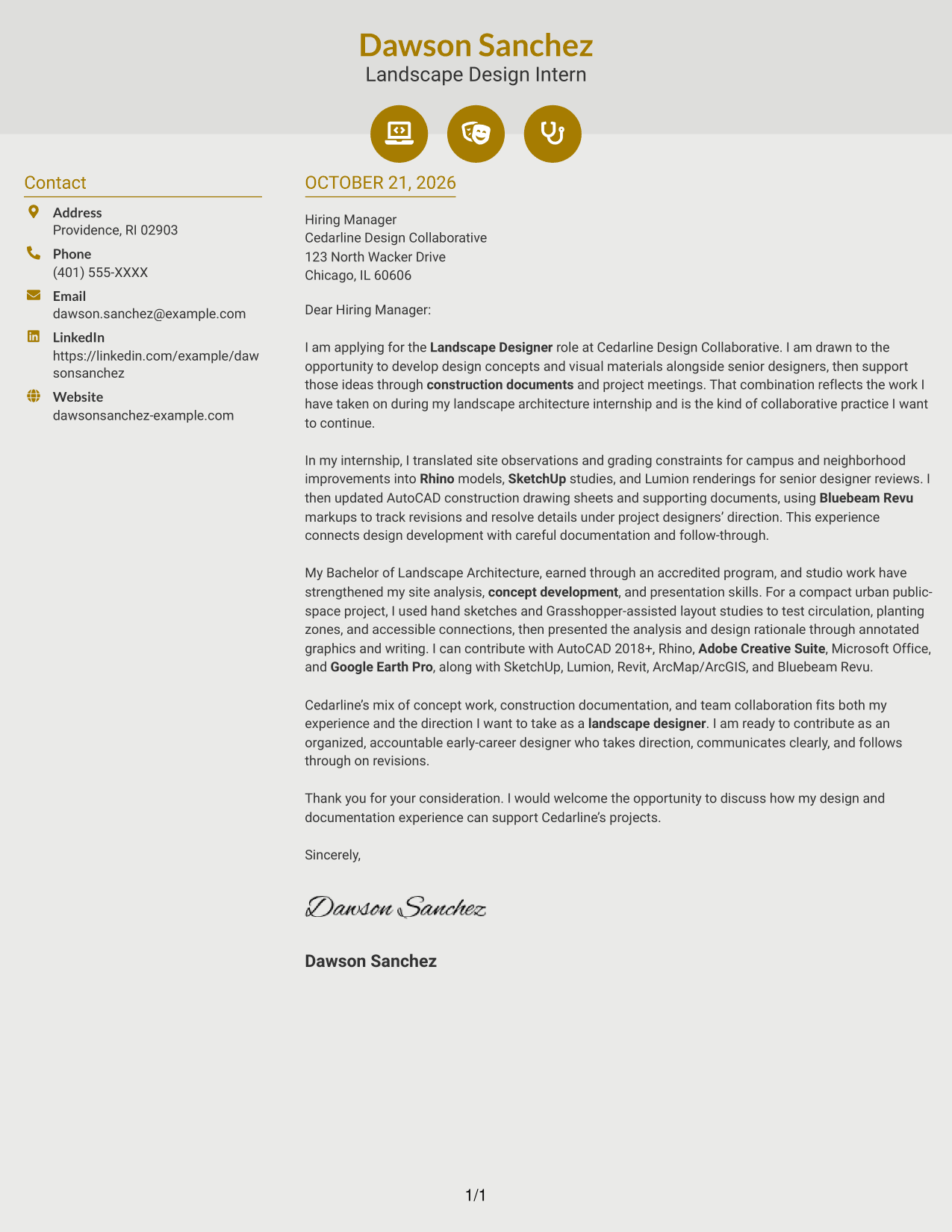 Cover letter example — page 1