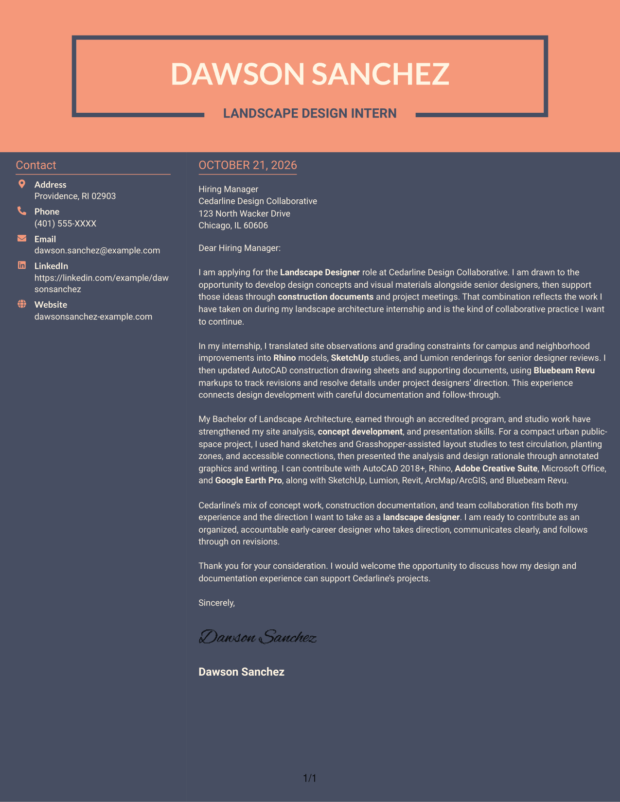 Cover letter example — page 1