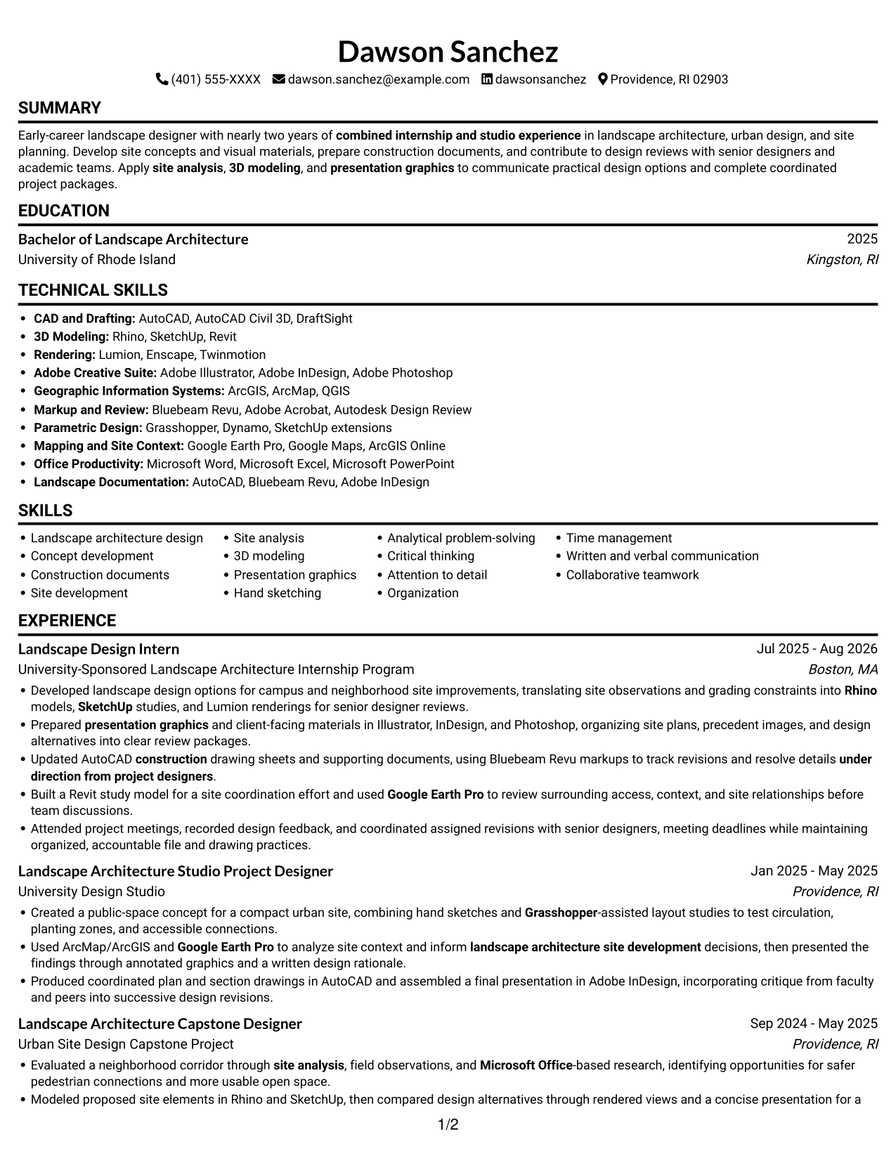 Resume example — page 1