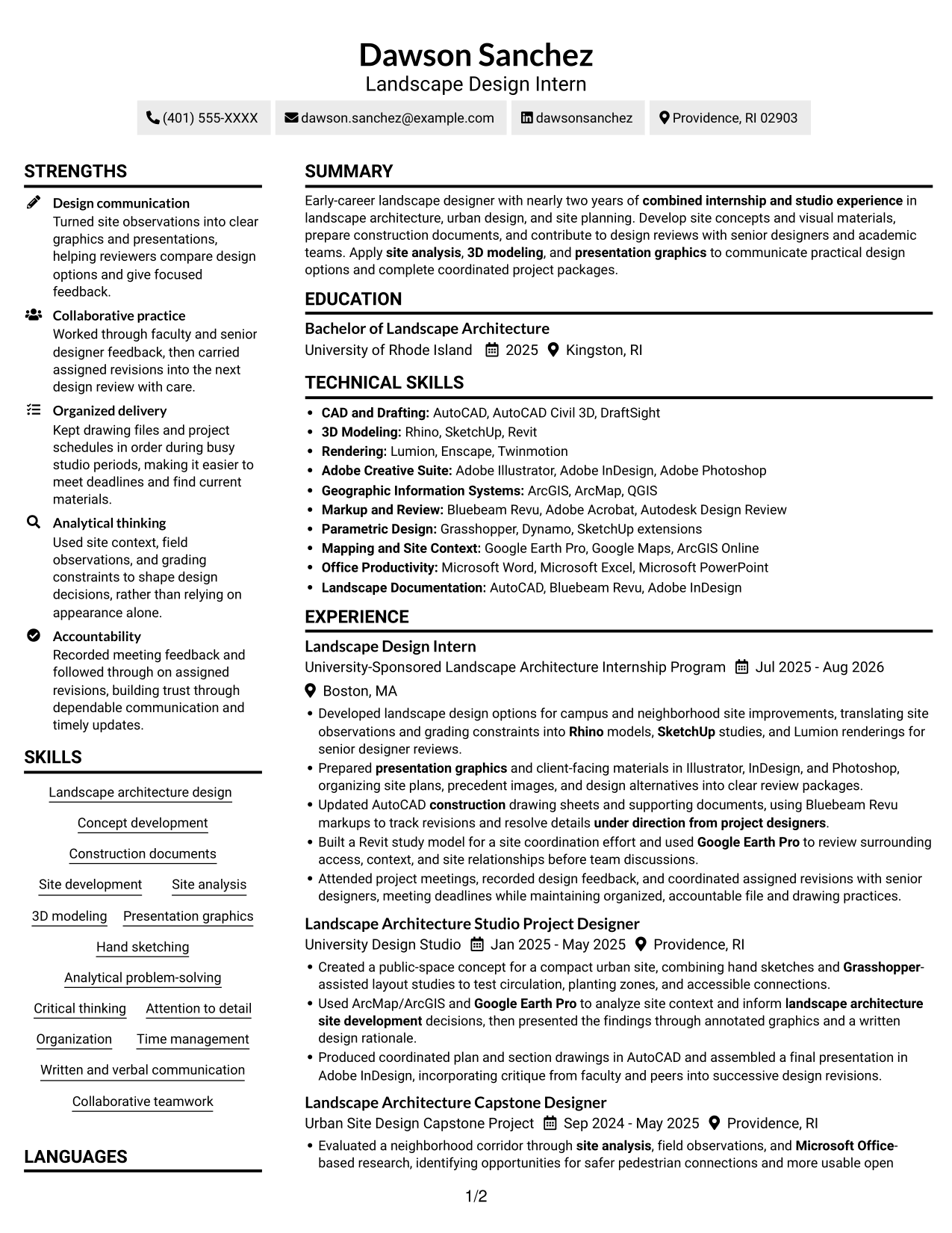 Resume example — page 1