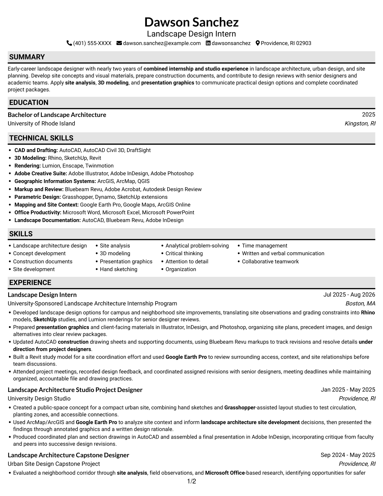 Resume example — page 1