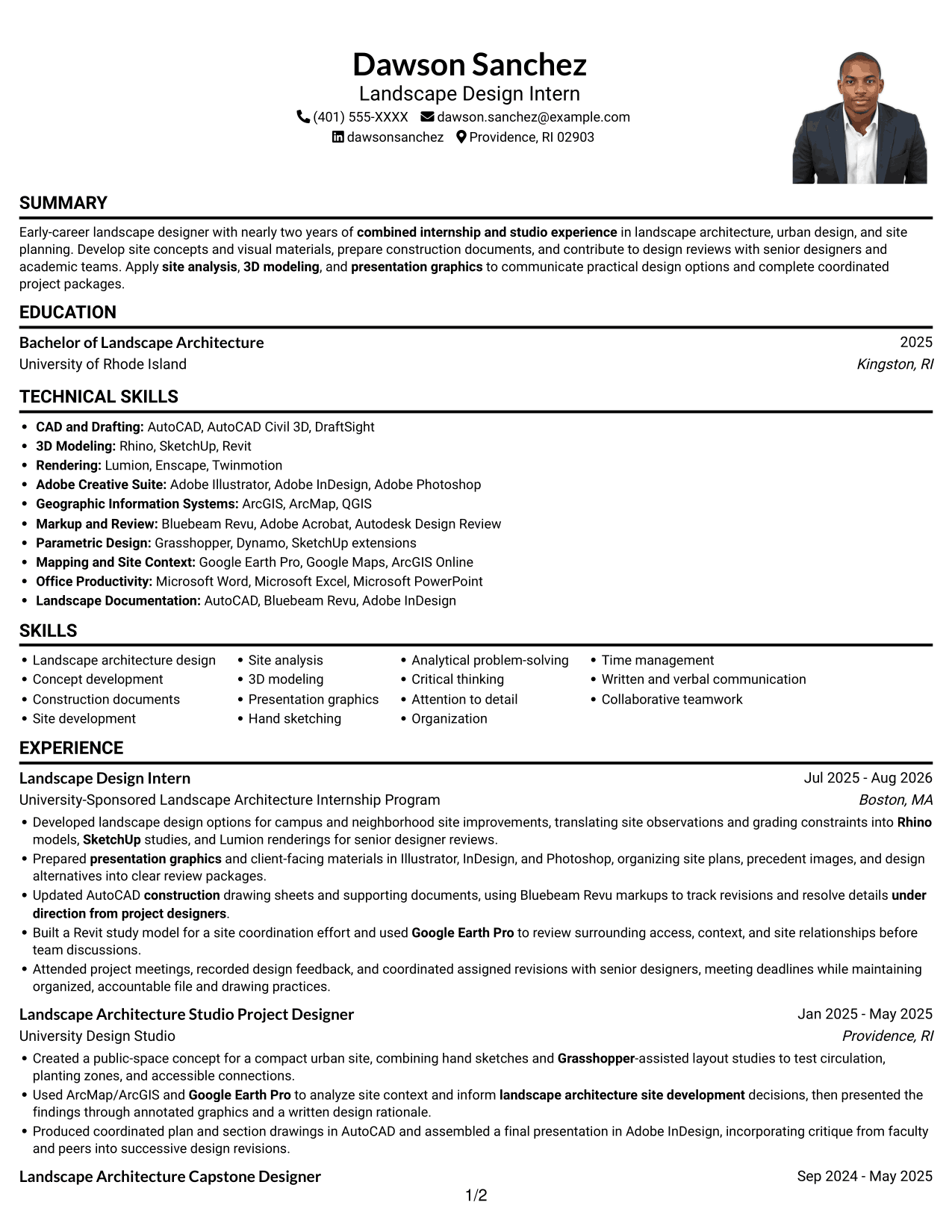Resume example — page 1