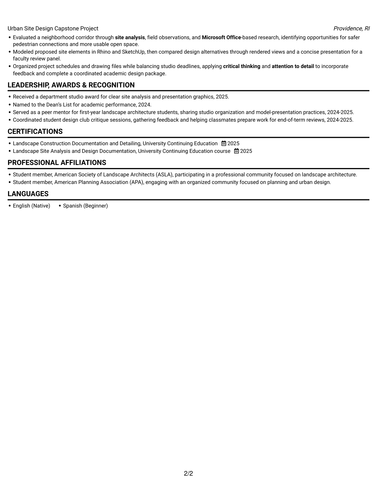 Resume example — page 2