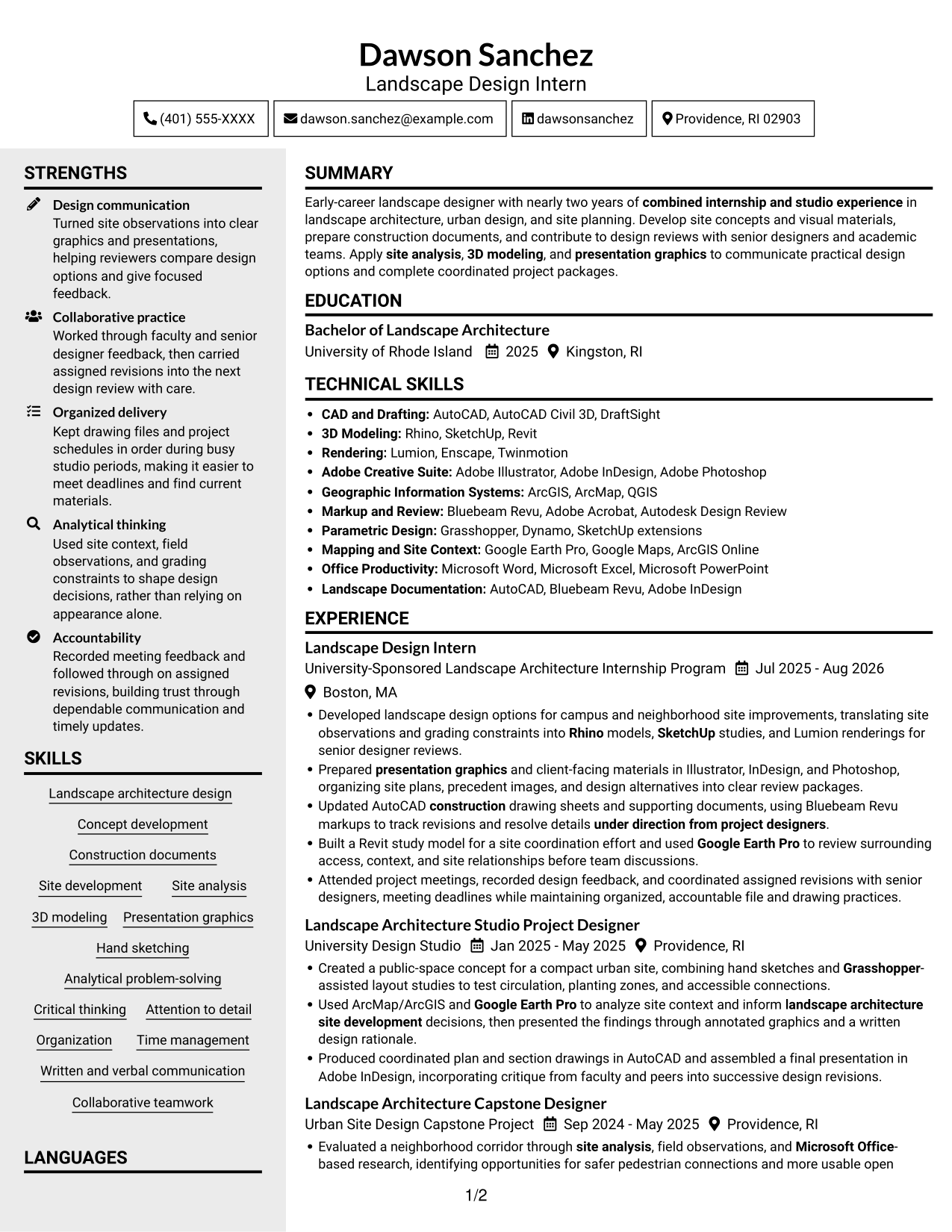 Resume example — page 1