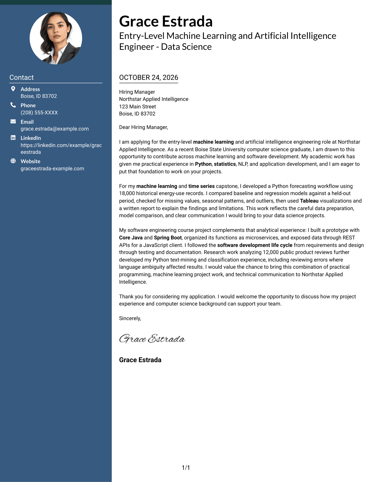 Cover letter example — page 1
