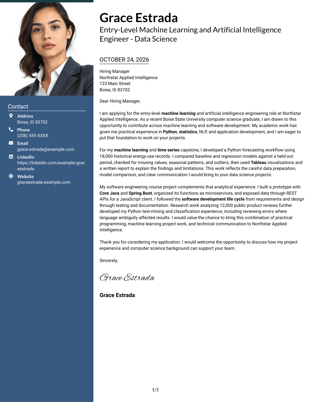 Cover letter example — page 1