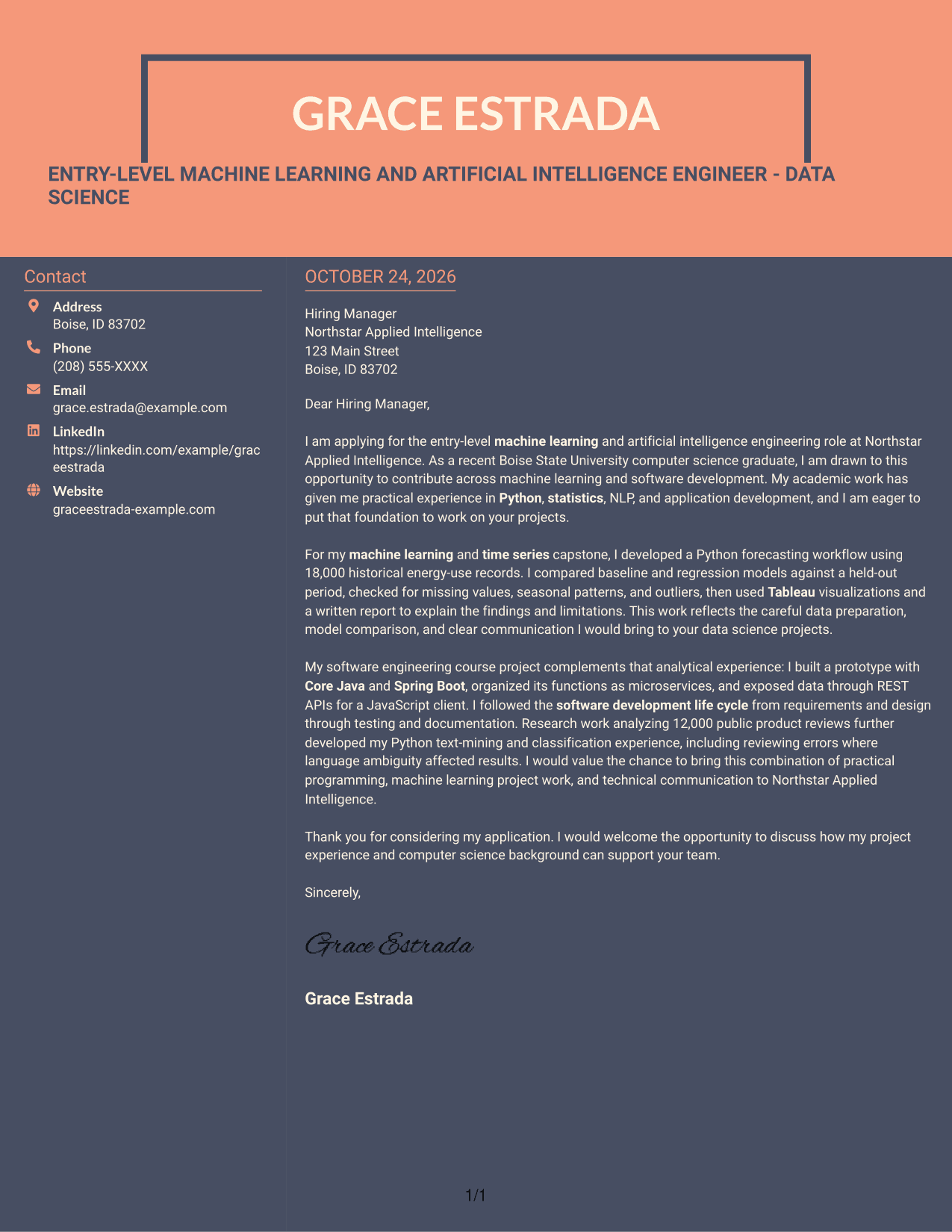 Cover letter example — page 1