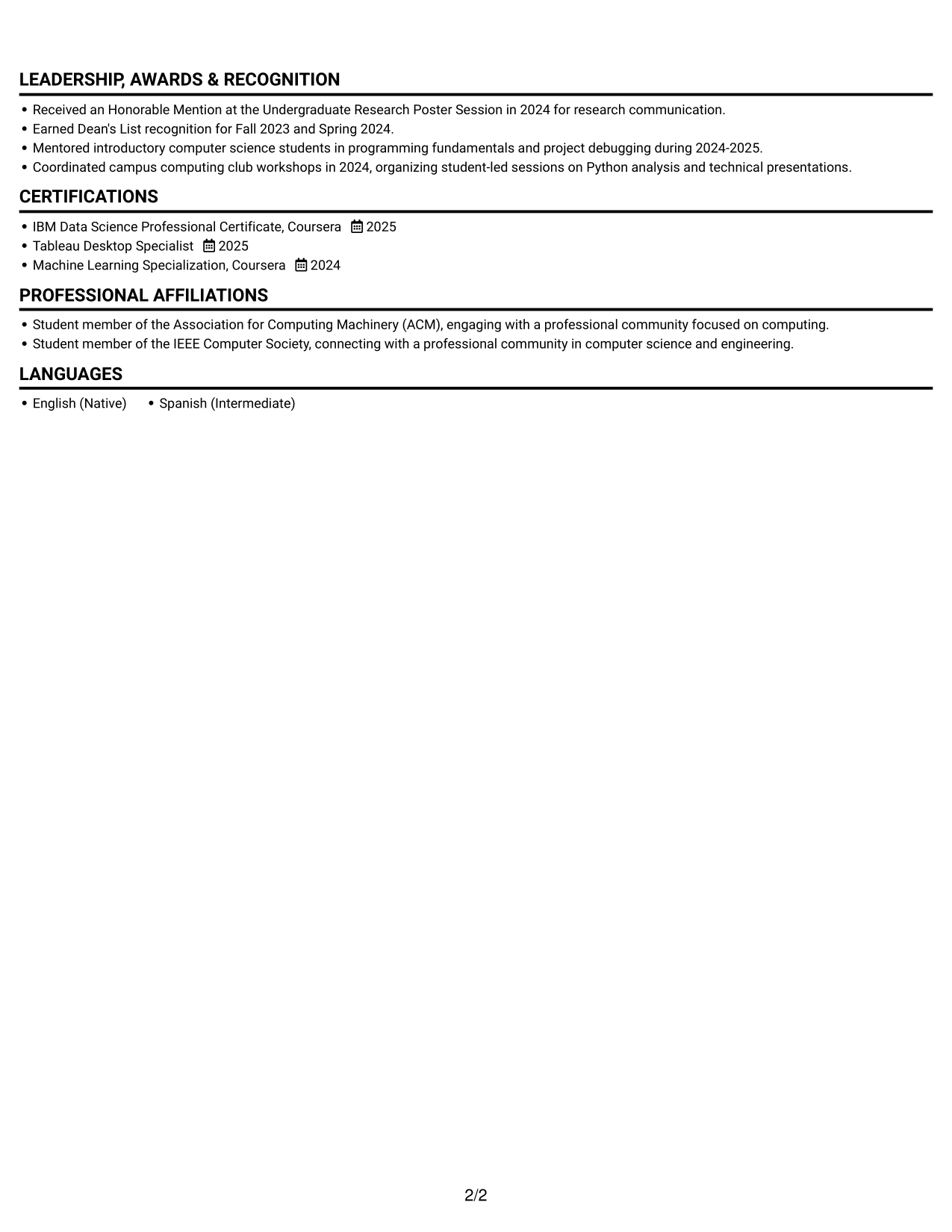 Resume example — page 2