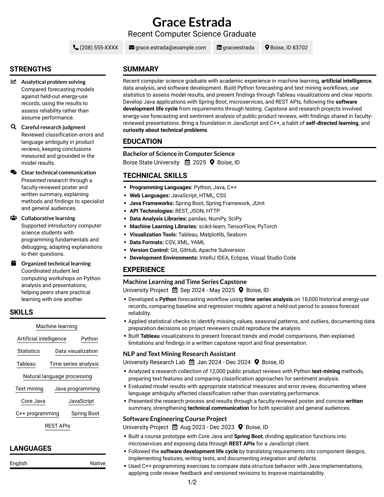 Resume example — page 1