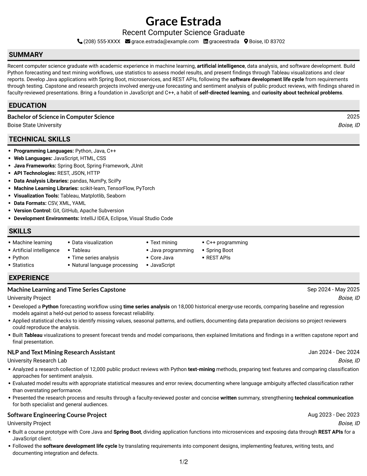 Resume example — page 1