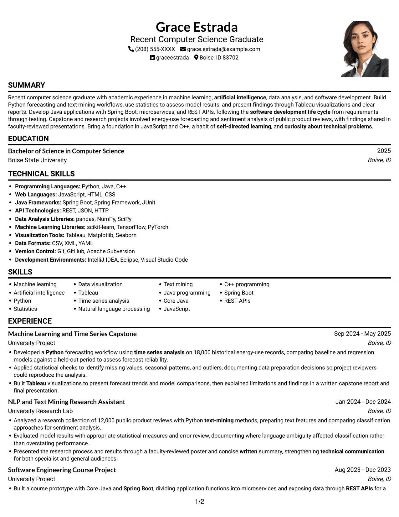 Resume example — page 1