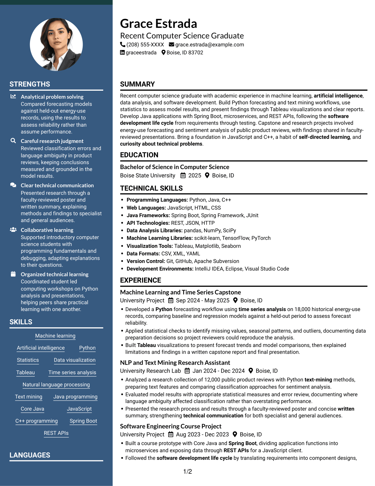 Resume example — page 1