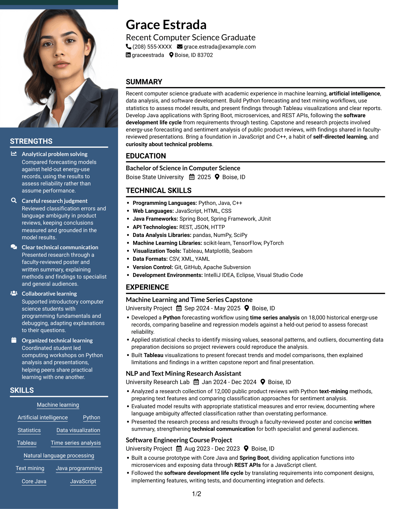 Resume example — page 1