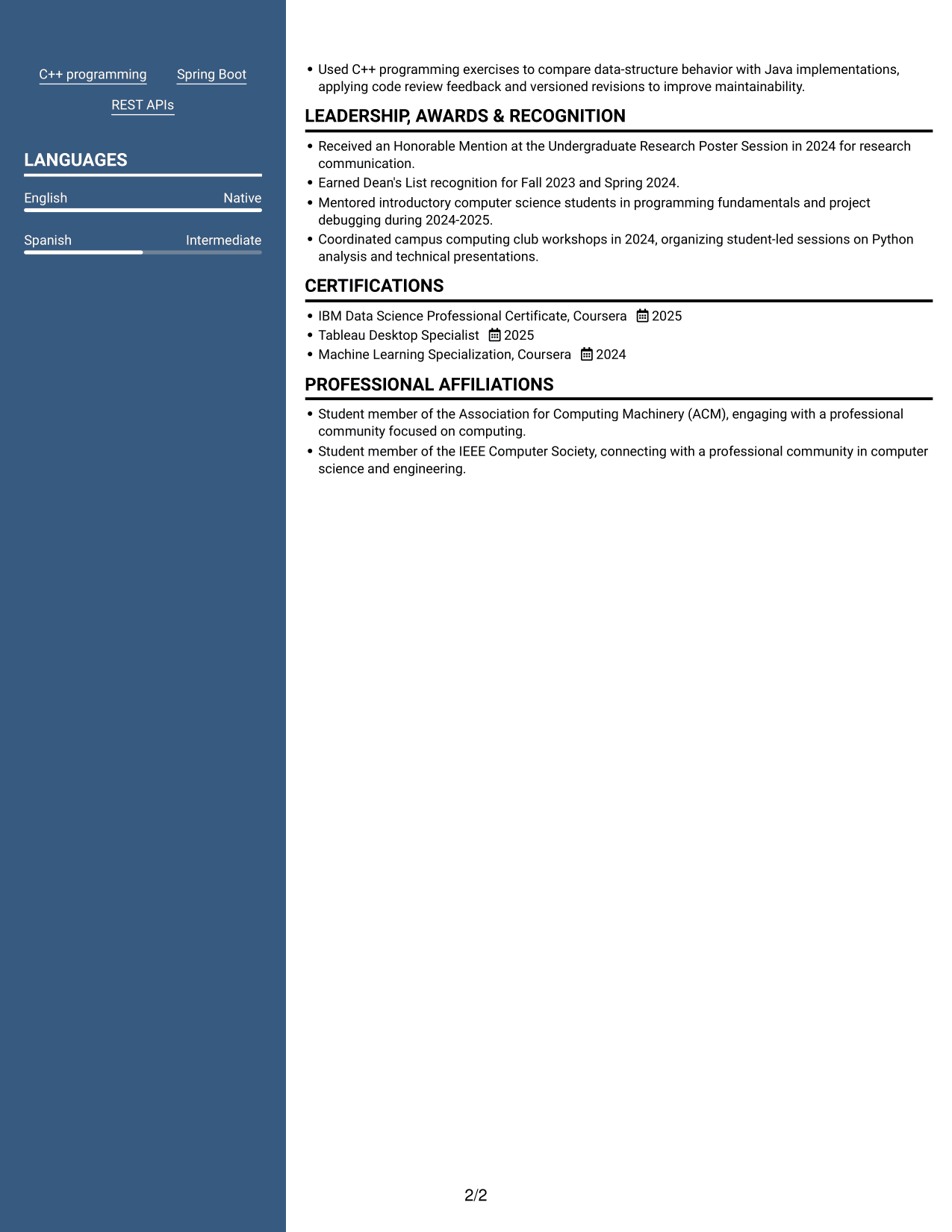 Resume example — page 2