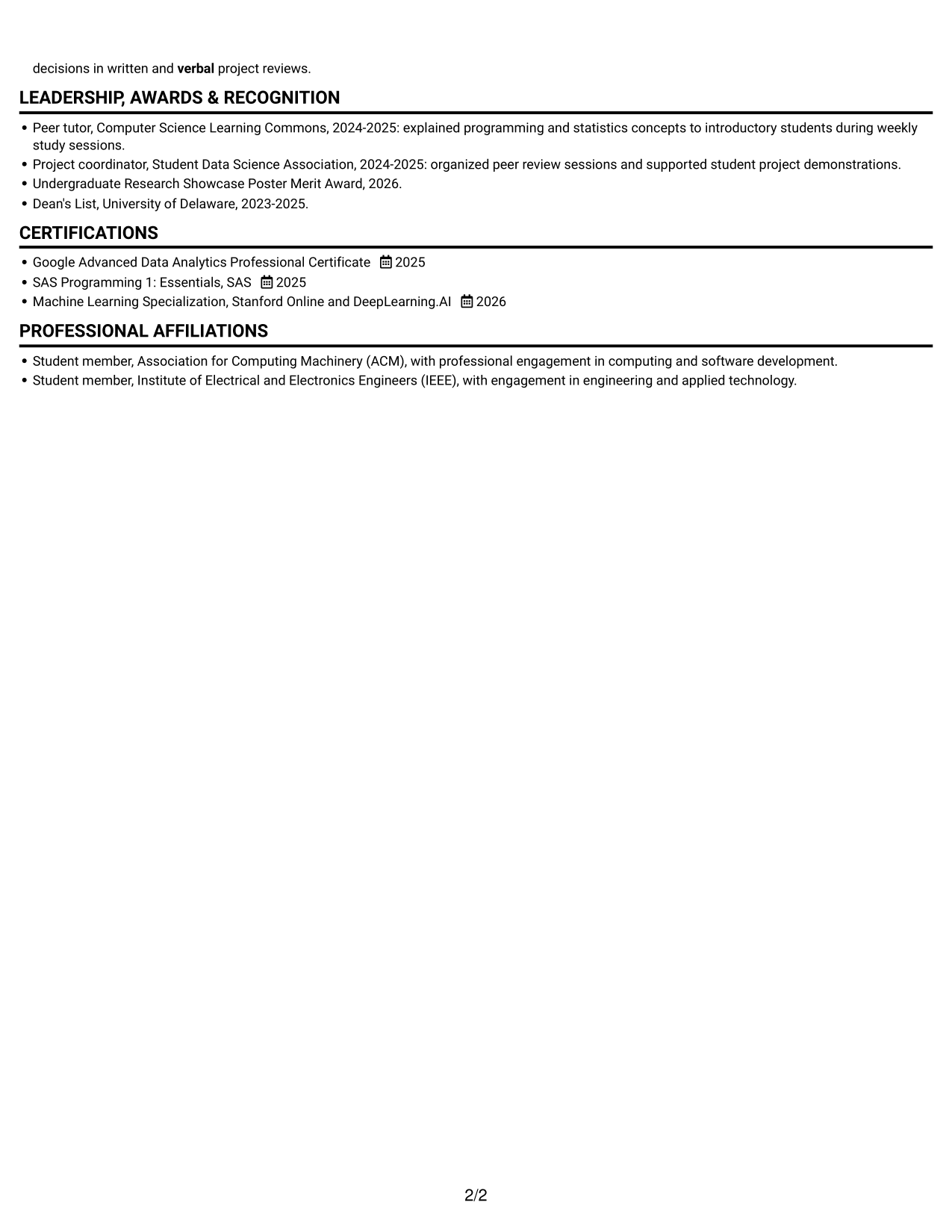 Resume example — page 2