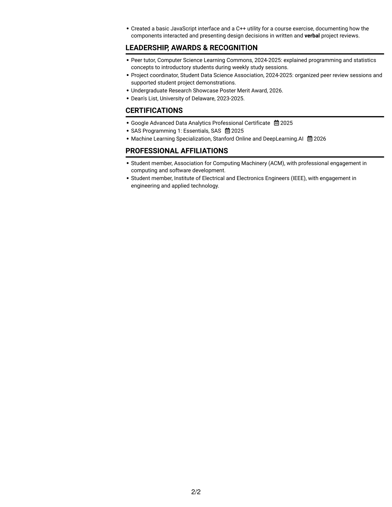 Resume example — page 2