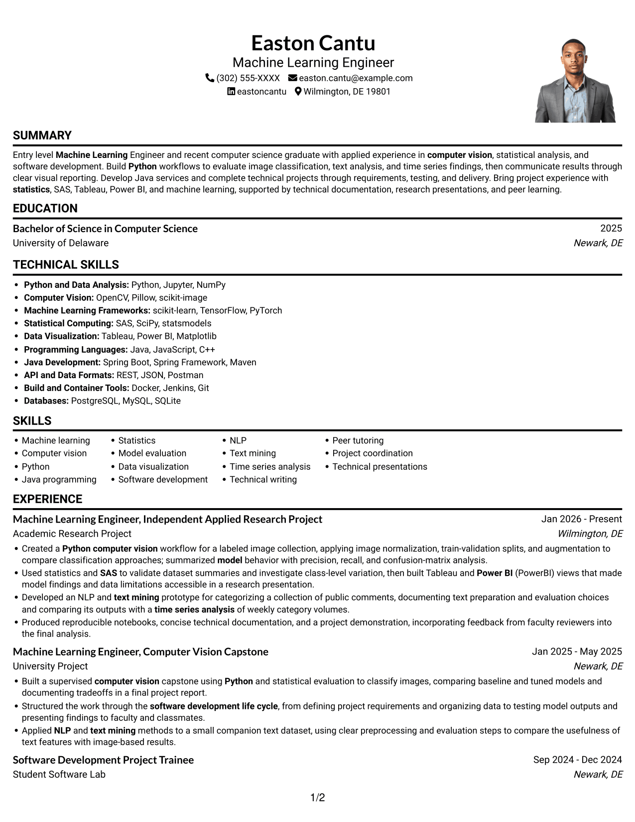 Resume example — page 1