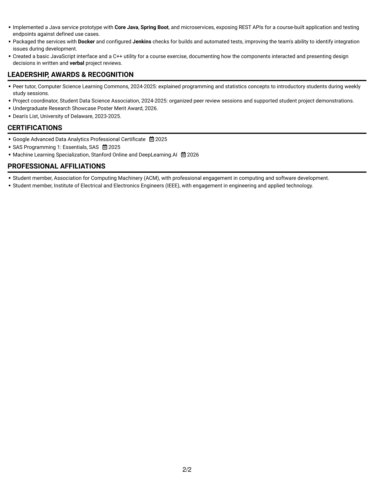 Resume example — page 2