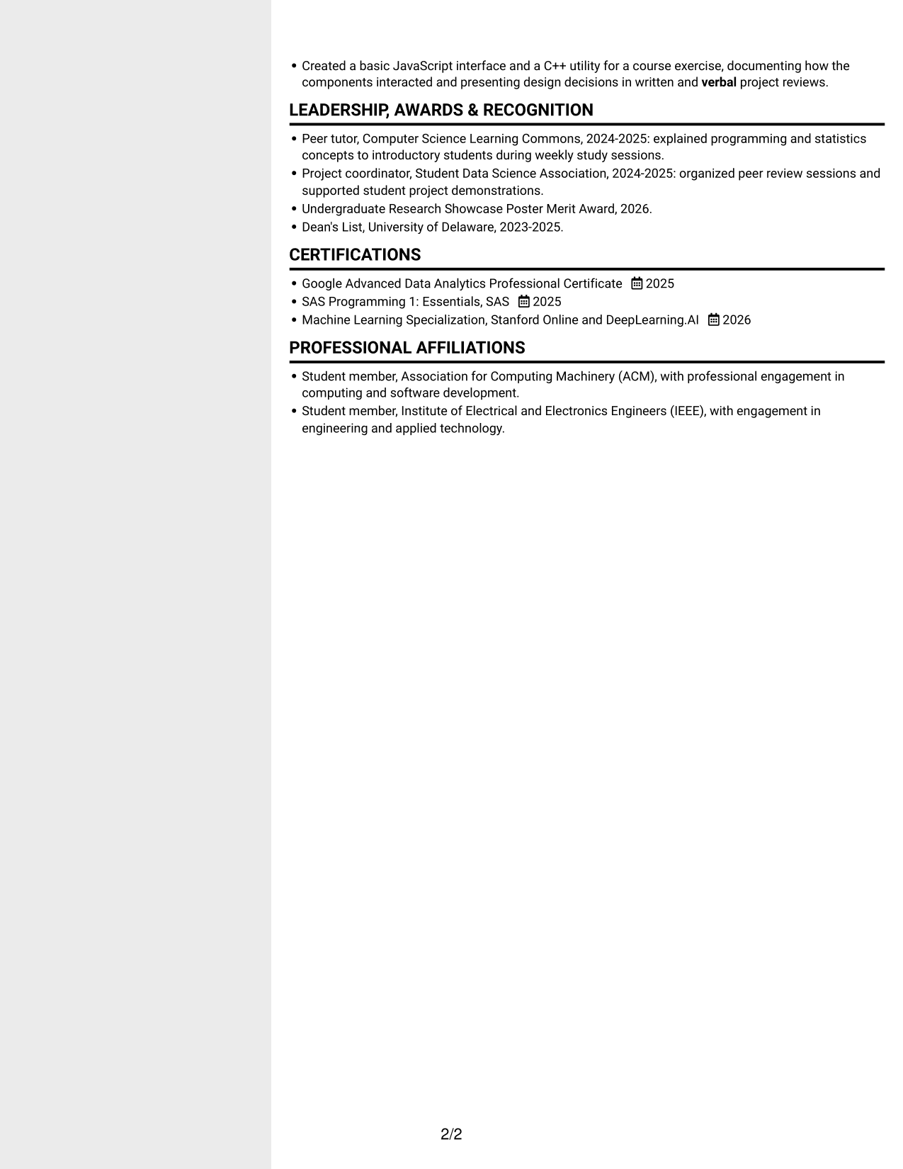 Resume example — page 2