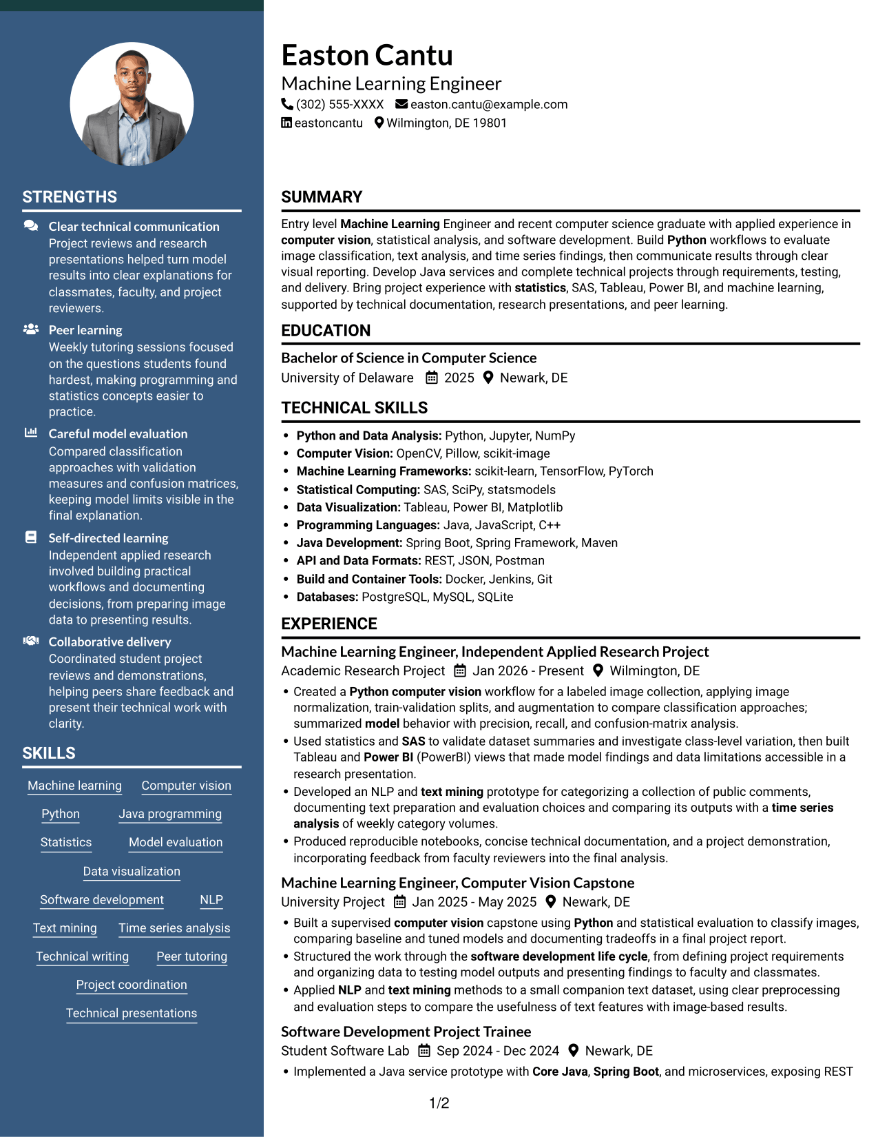 Resume example — page 1