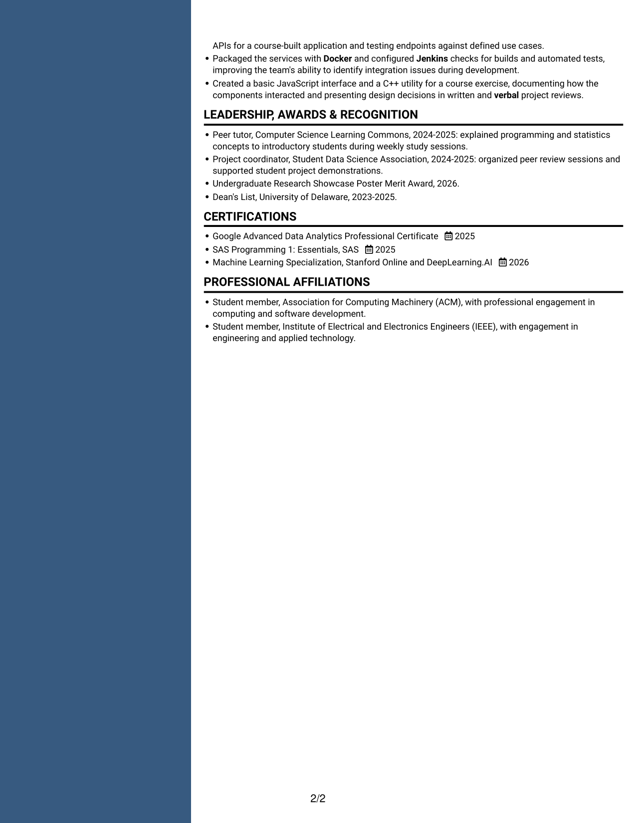 Resume example — page 2