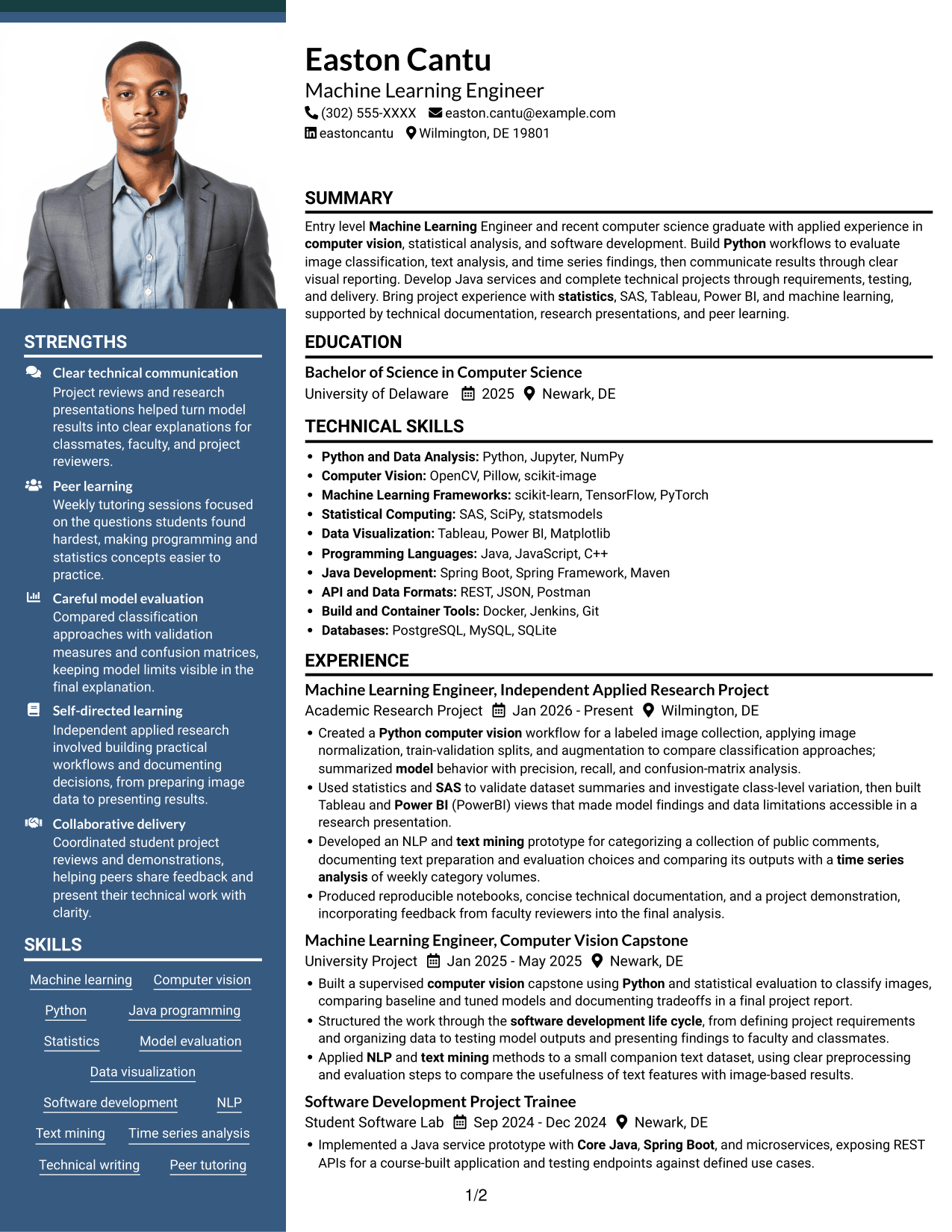 Resume example — page 1