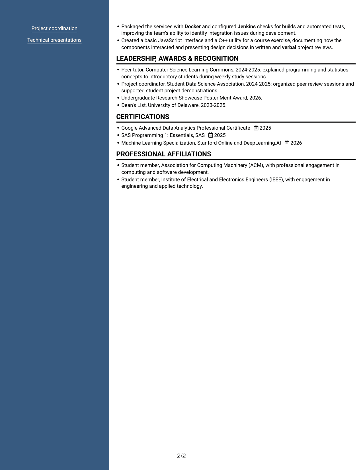 Resume example — page 2