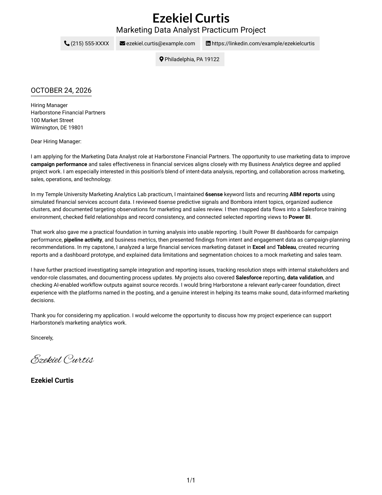 Cover letter example — page 1