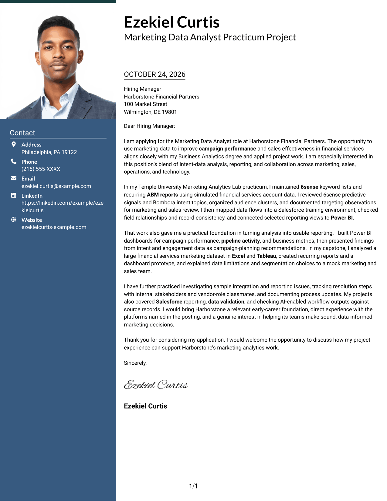 Cover letter example — page 1