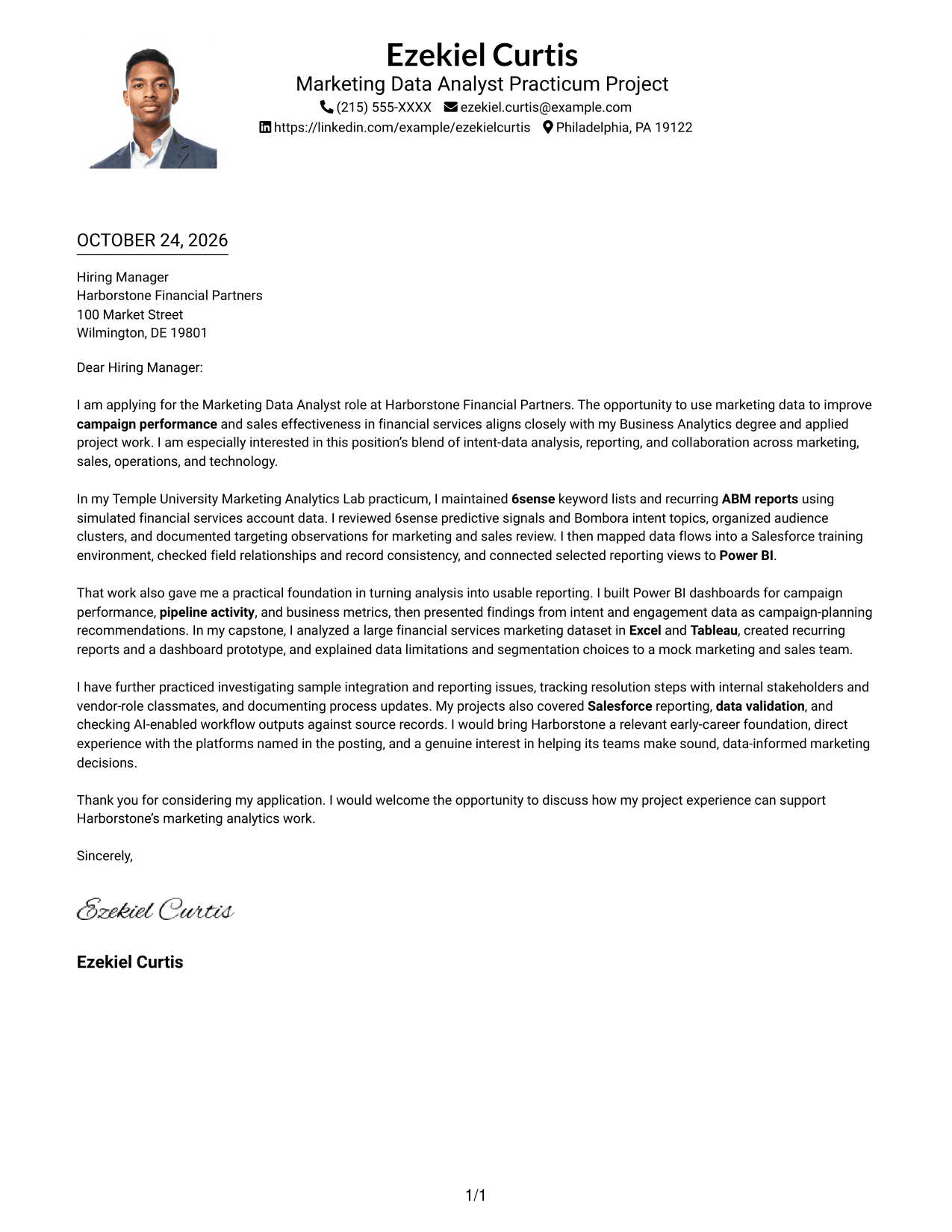 Cover letter example — page 1