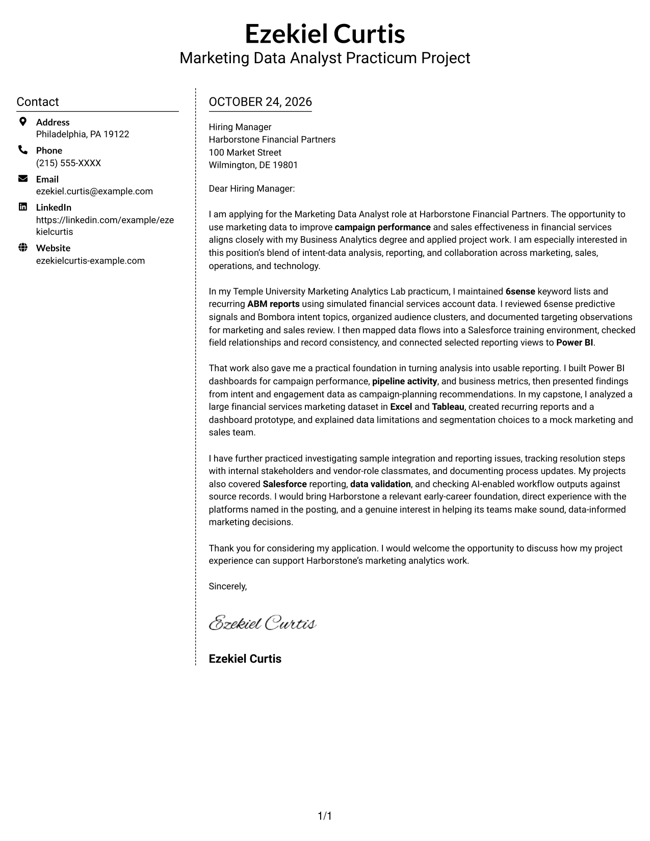 Cover letter example — page 1