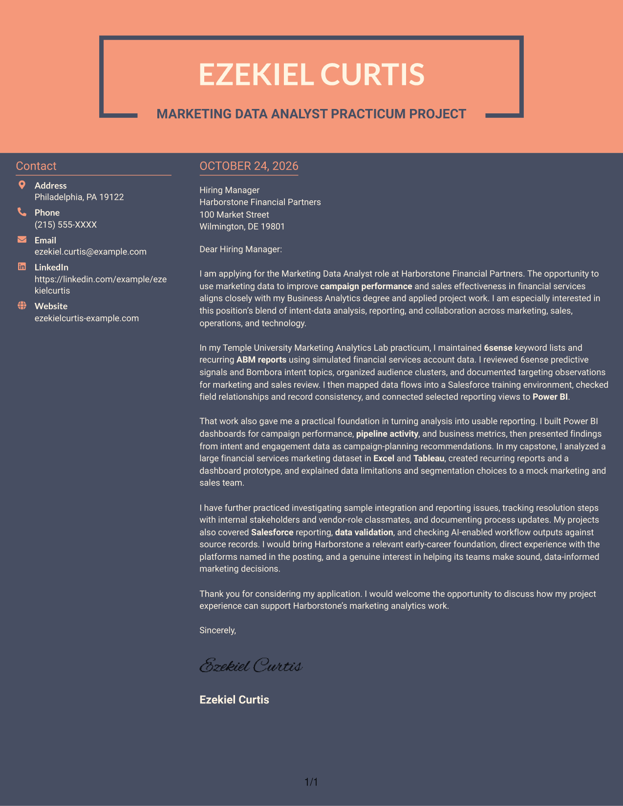 Cover letter example — page 1