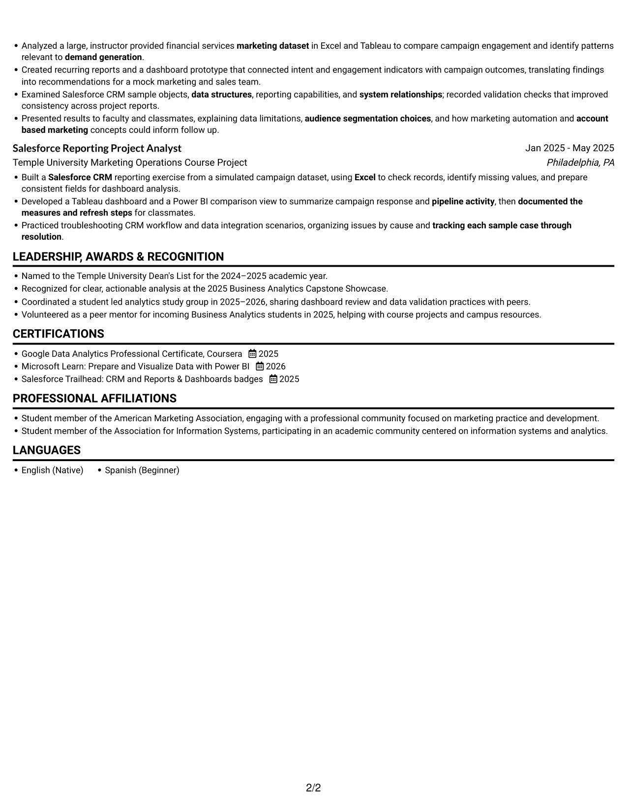 Resume example — page 2