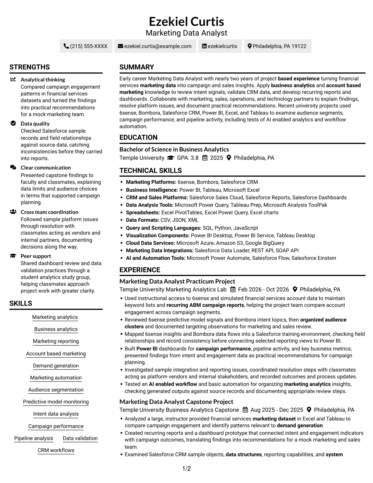 Resume example — page 1