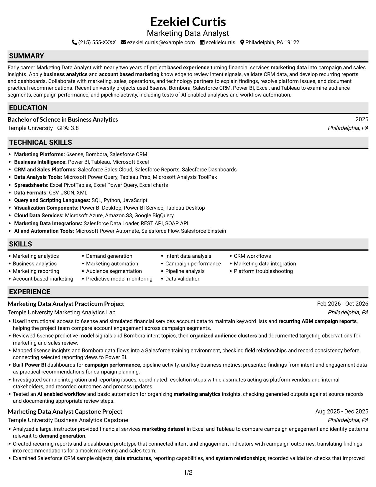 Resume example — page 1