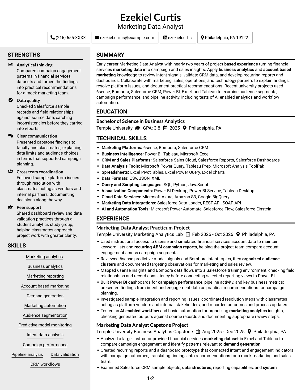 Resume example — page 1