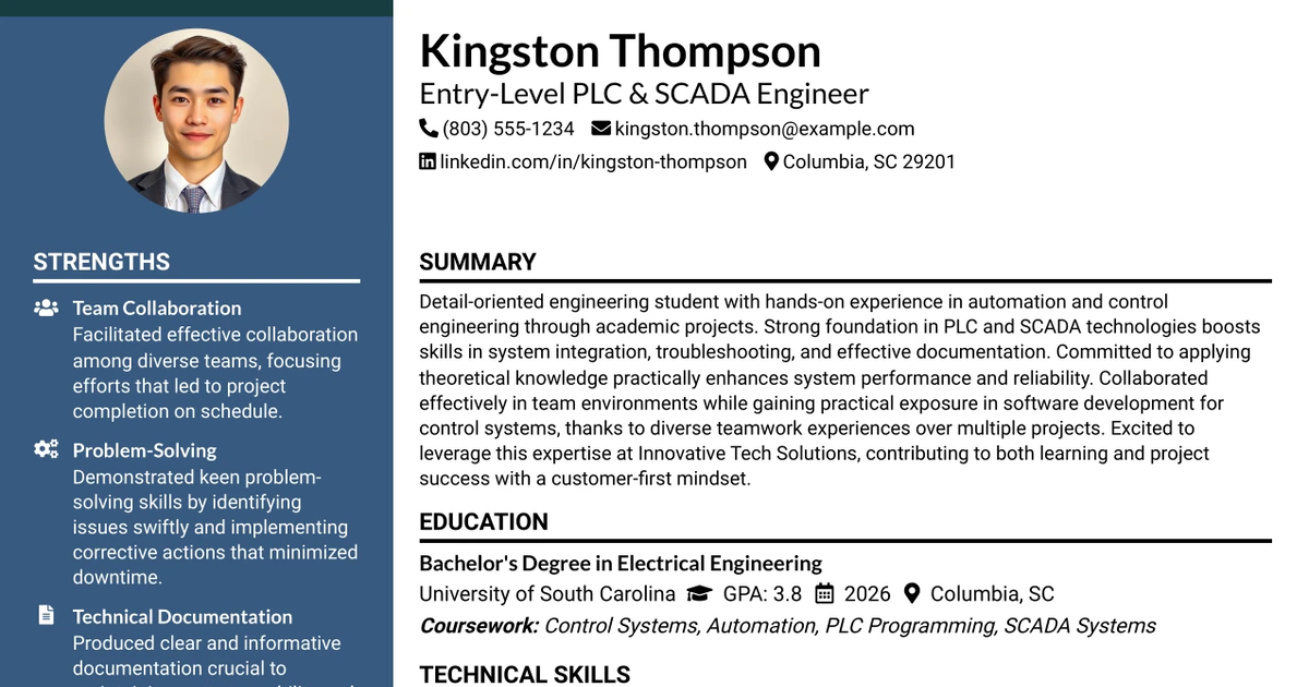 33 Entry-Level PLC & SCADA Engineer Resume Templates with Example 2026 (ATS-Optimized)
