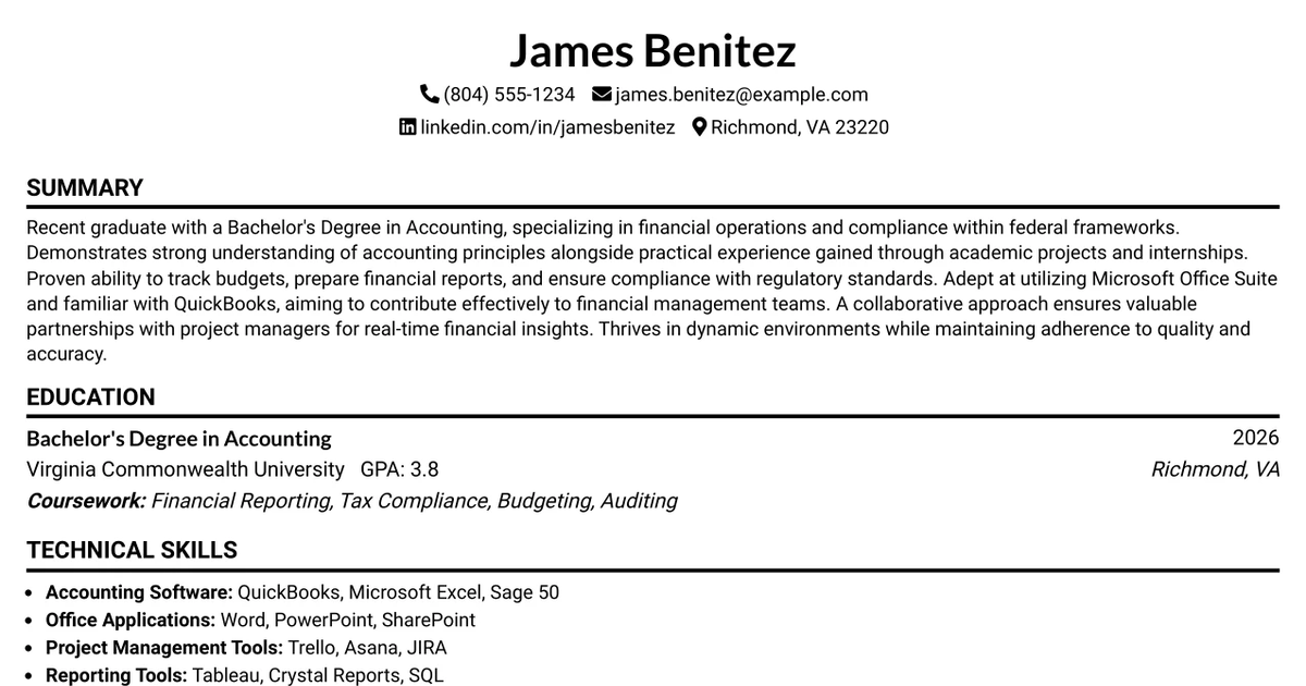 33 Entry-Level Project Accountant Resume Templates with Example 2026 (ATS-Optimized)