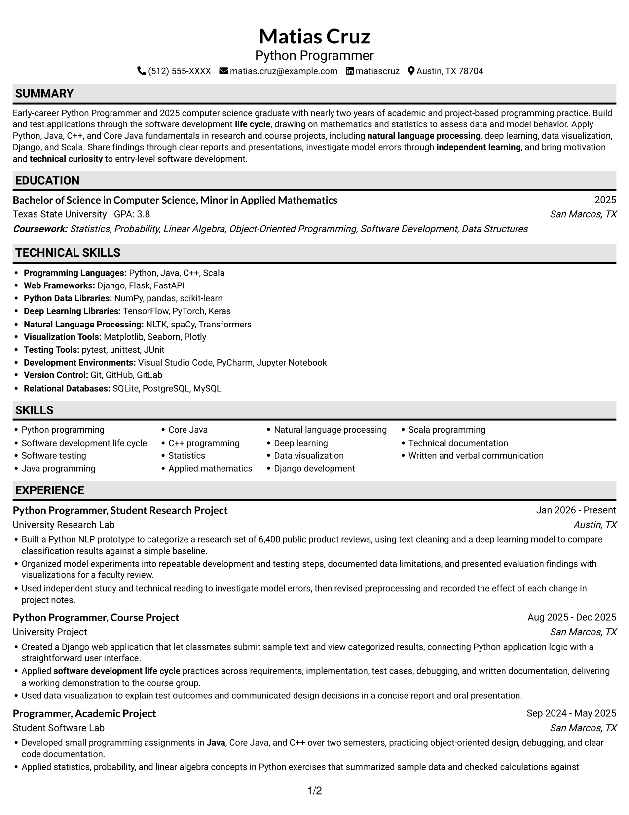 Resume example — page 1