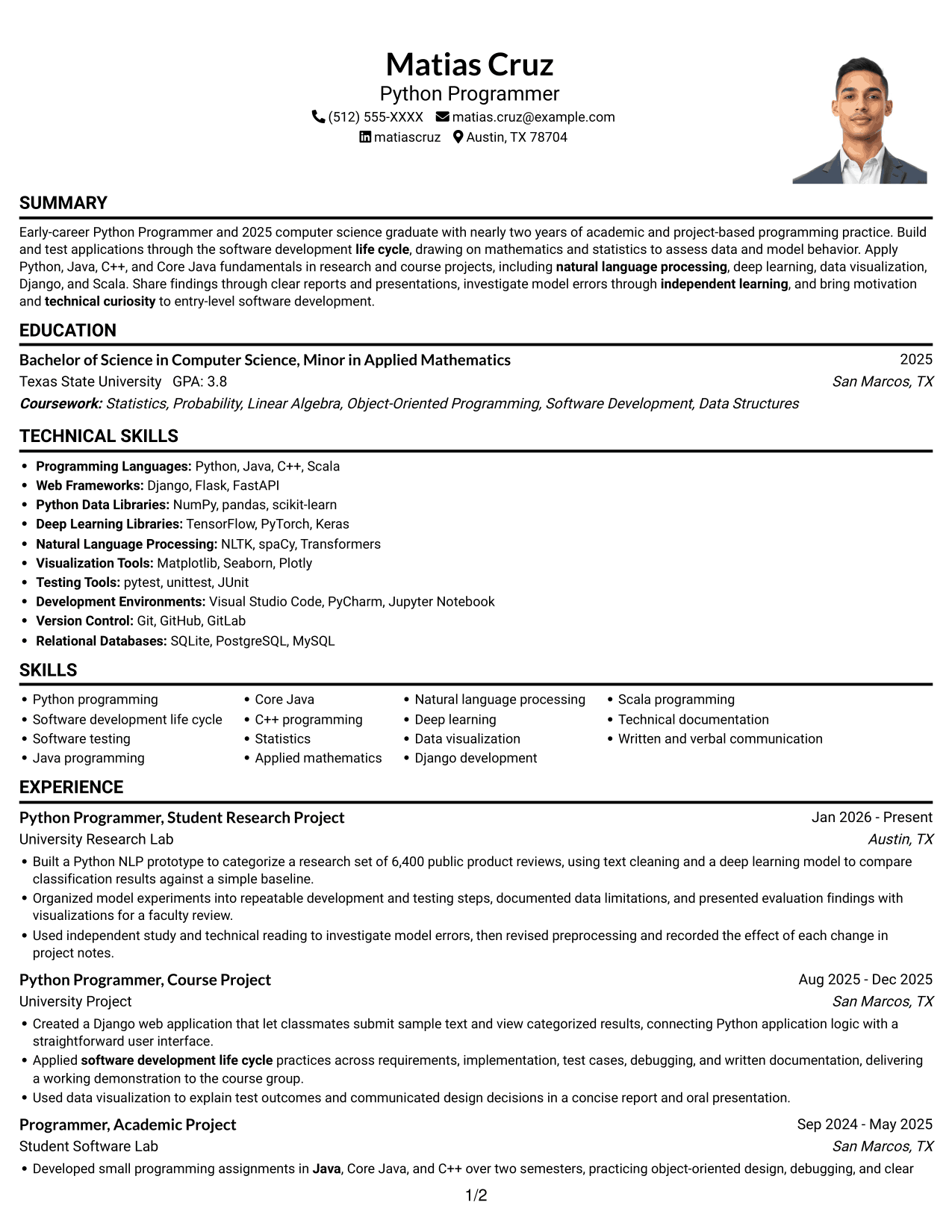 Resume example — page 1