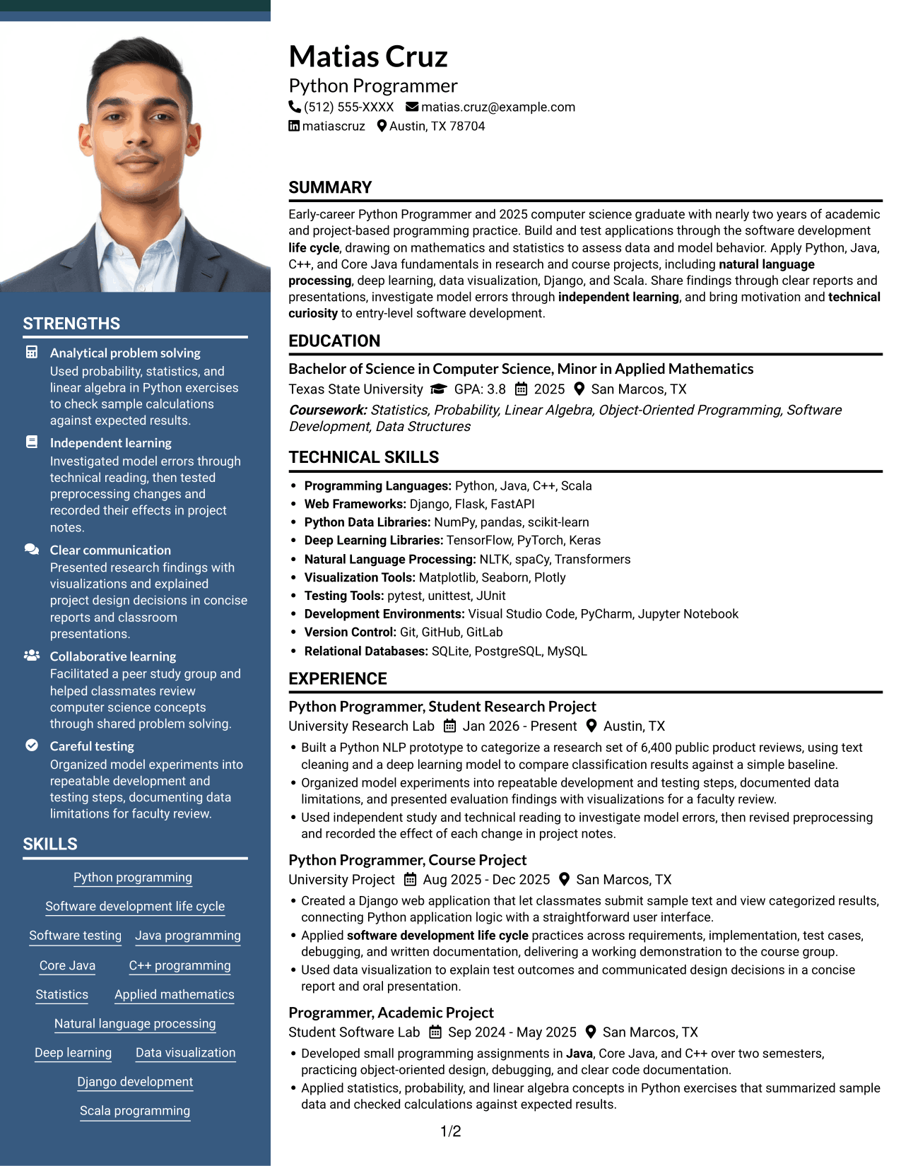 Resume example — page 1