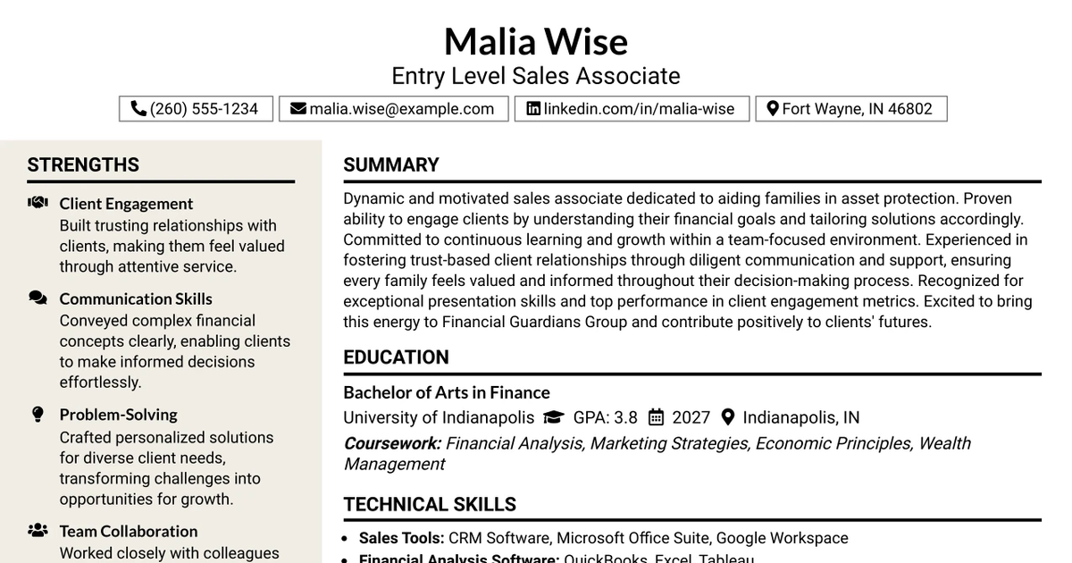 33 Entry Level Sales Associate Resume Templates with Example 2026 (ATS-Optimized)