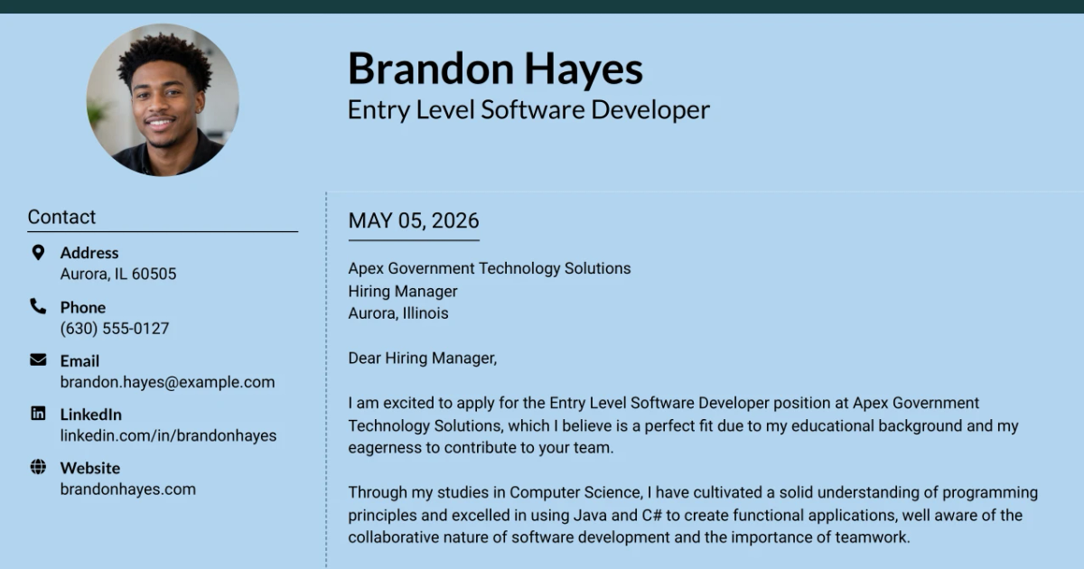 30+ Entry Level Software Developer Cover Letter Templates with Example 2026