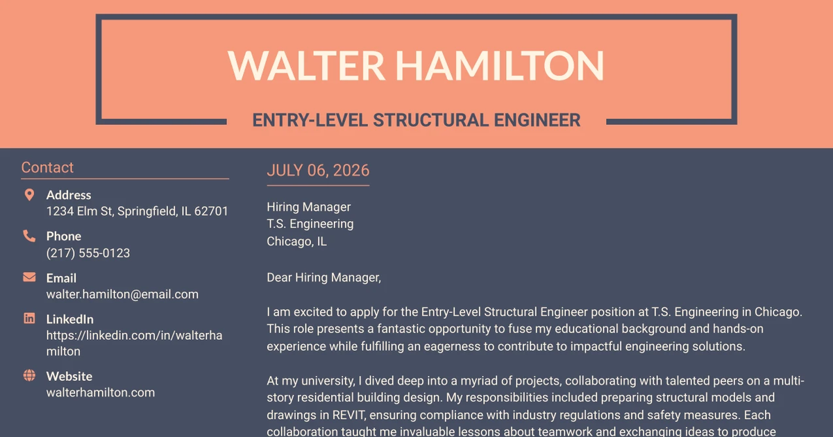 30+ Entry-Level Structural Engineer Cover Letter Templates with Example 2026