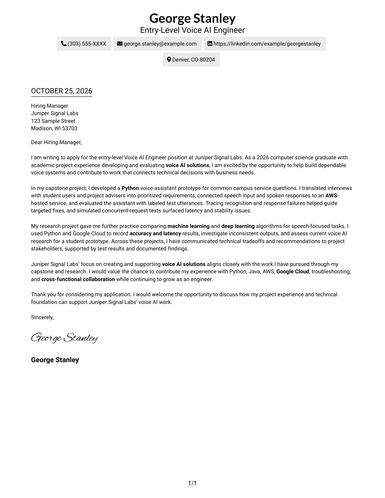 Cover letter example — page 1