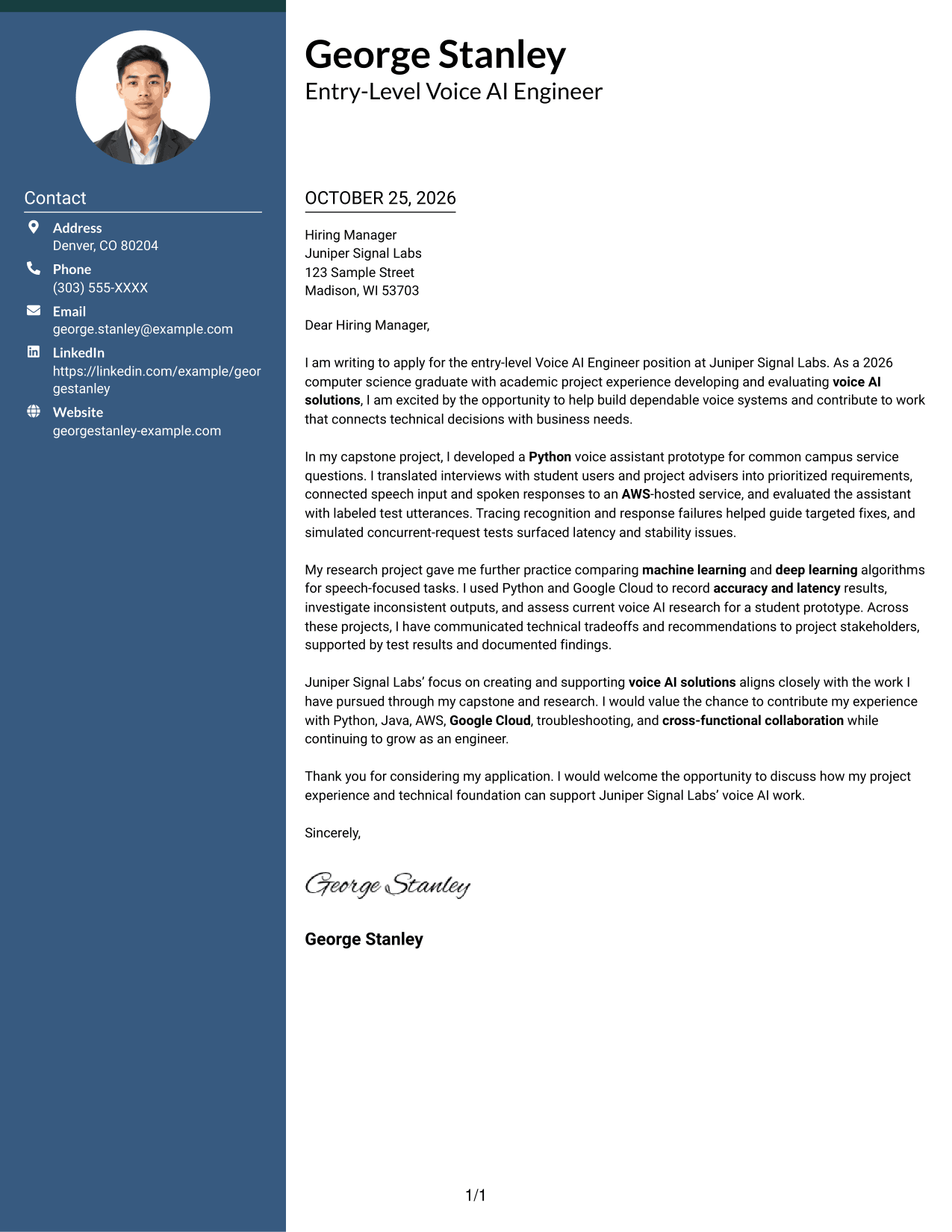 Cover letter example — page 1