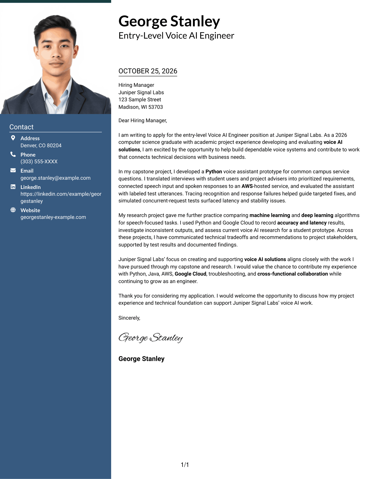 Cover letter example — page 1
